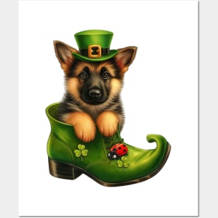 German Shepherd Dog Shoes For Patricks Day Posters and Art